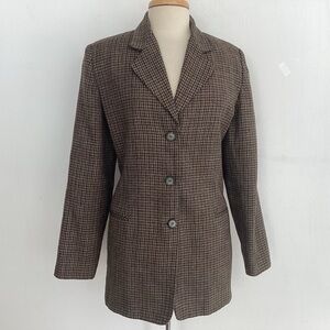 Vintage Stephanie Andrew’s Brown Checked 3 Button Fully Lined Blazer VTG size 12
